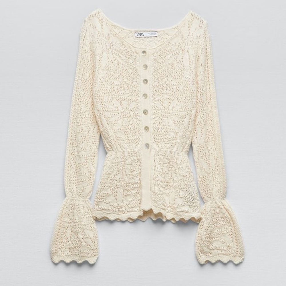 ZARA POINTELLE KNIT JACKET - Picture 15 of 17